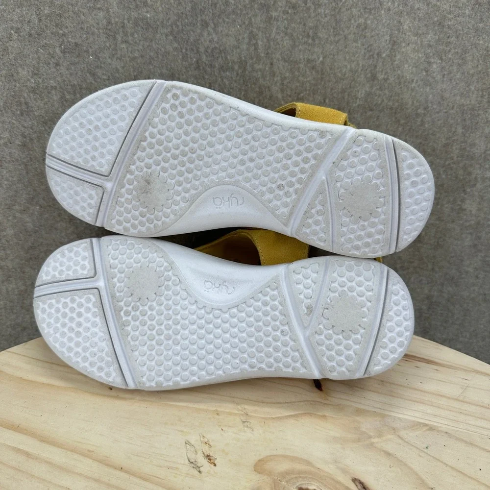 Rykä Margo Sandals Womens 7.5W Yellow Suede Thong Backstrap Sporty Comfort